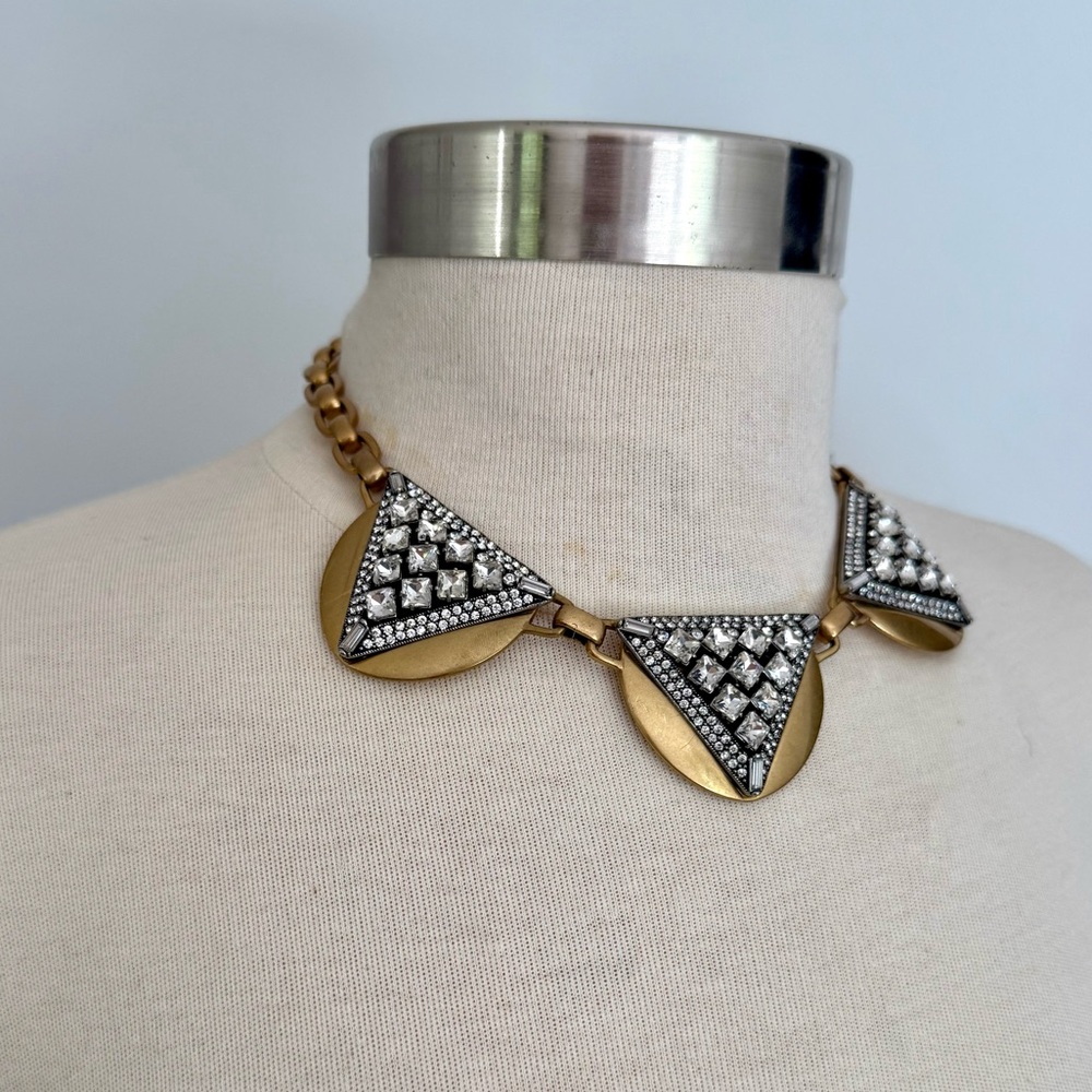J.Crew Gold Crystal Statement Necklace